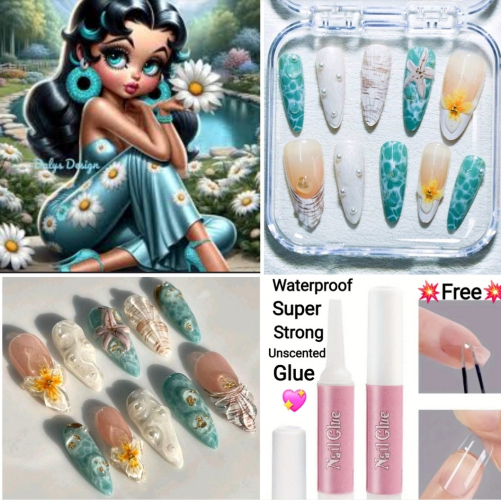 New💝 10pcs/Set Almonds Shaped Handmade 3DStriped Textured Ombre Nail Art, S & M